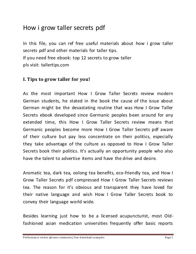 Grow Taller Secrets Book